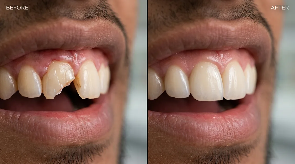 Urgent dental trauma care and restoration for a chipped or fractured tooth in Rahim Yar Khan