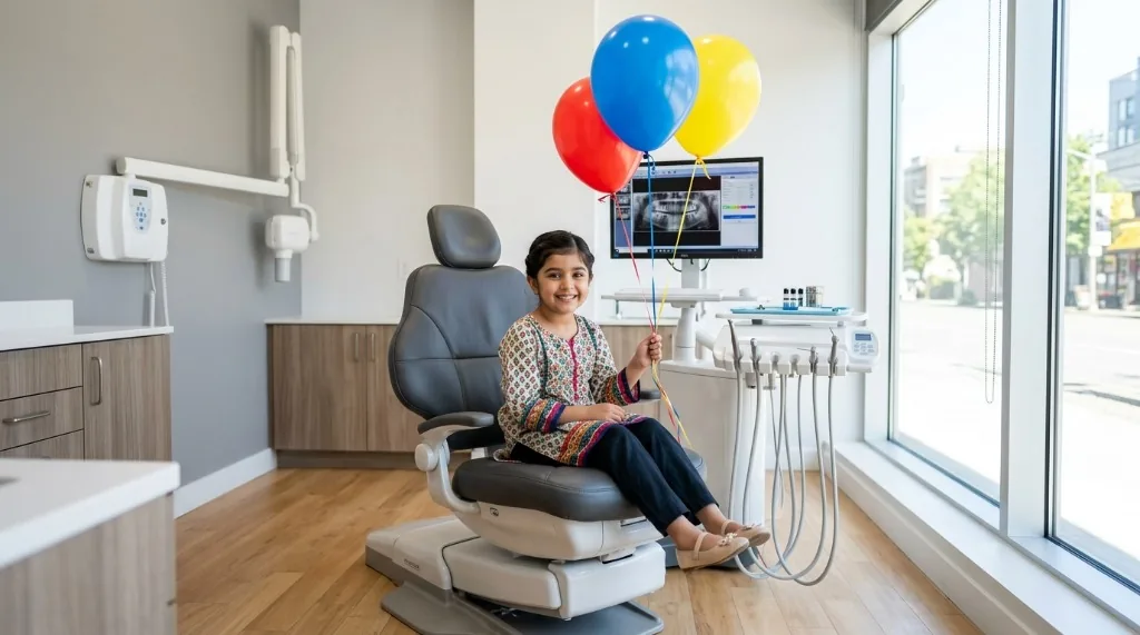 Friendly pediatric dental visit with balloons in Rahim Yar Khan at Premier Dental Care